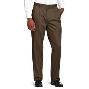 NWT Savane Collection Deep Dye Men's Dress Pants 38x31 No Wrinkle Brown Gray